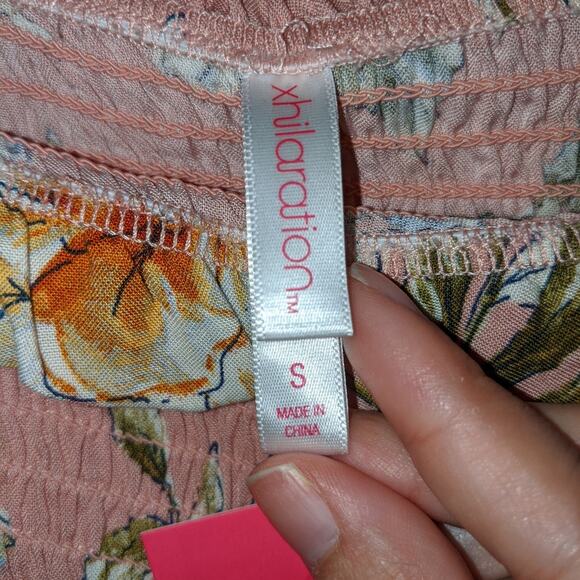 Xhilaration Blushing Pink Peasant Ruffle Long Sleeve Floral Spring Dress S - Picture 5 of 13